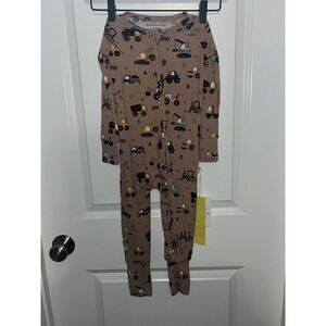 Wildflower Baby Bamboo PJ Construction Vehicles Zipper Footie Sleepwear 18-24 M